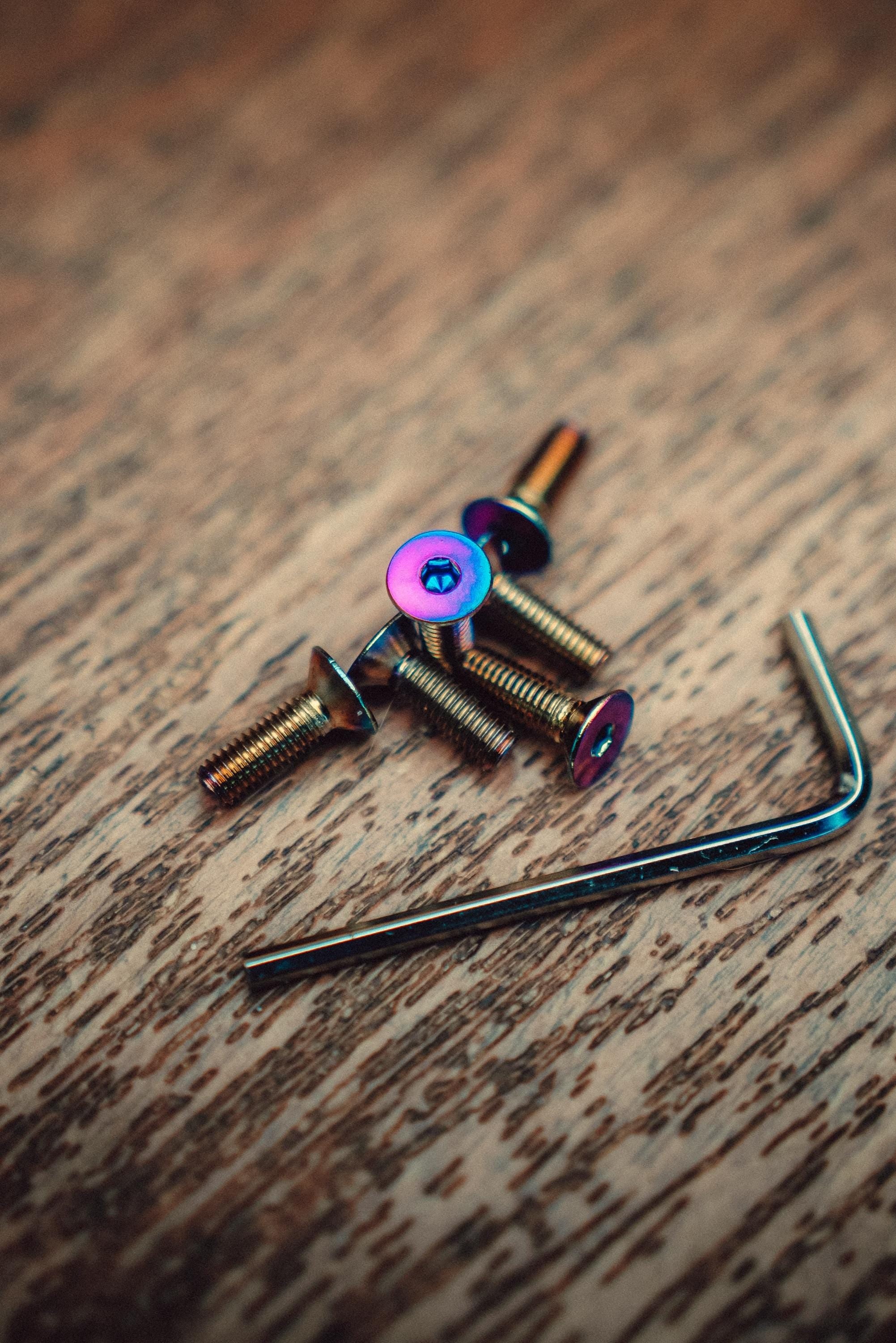 SAKURA STREETS™ Burnt Titanium Steering Wheel Bolts 6pcs | JDM Interior Hardware Kit