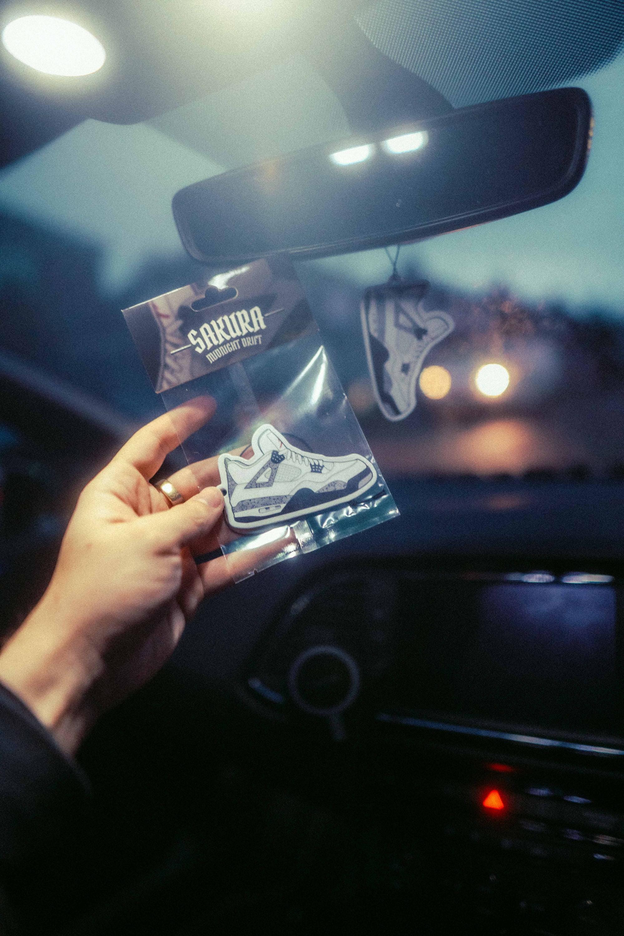 Jordan 4 Military Black Air Freshener | Midnight Drift Pine Wood Scent | Sneaker & Streetwear Car Accessory – SAKURA STREETS™