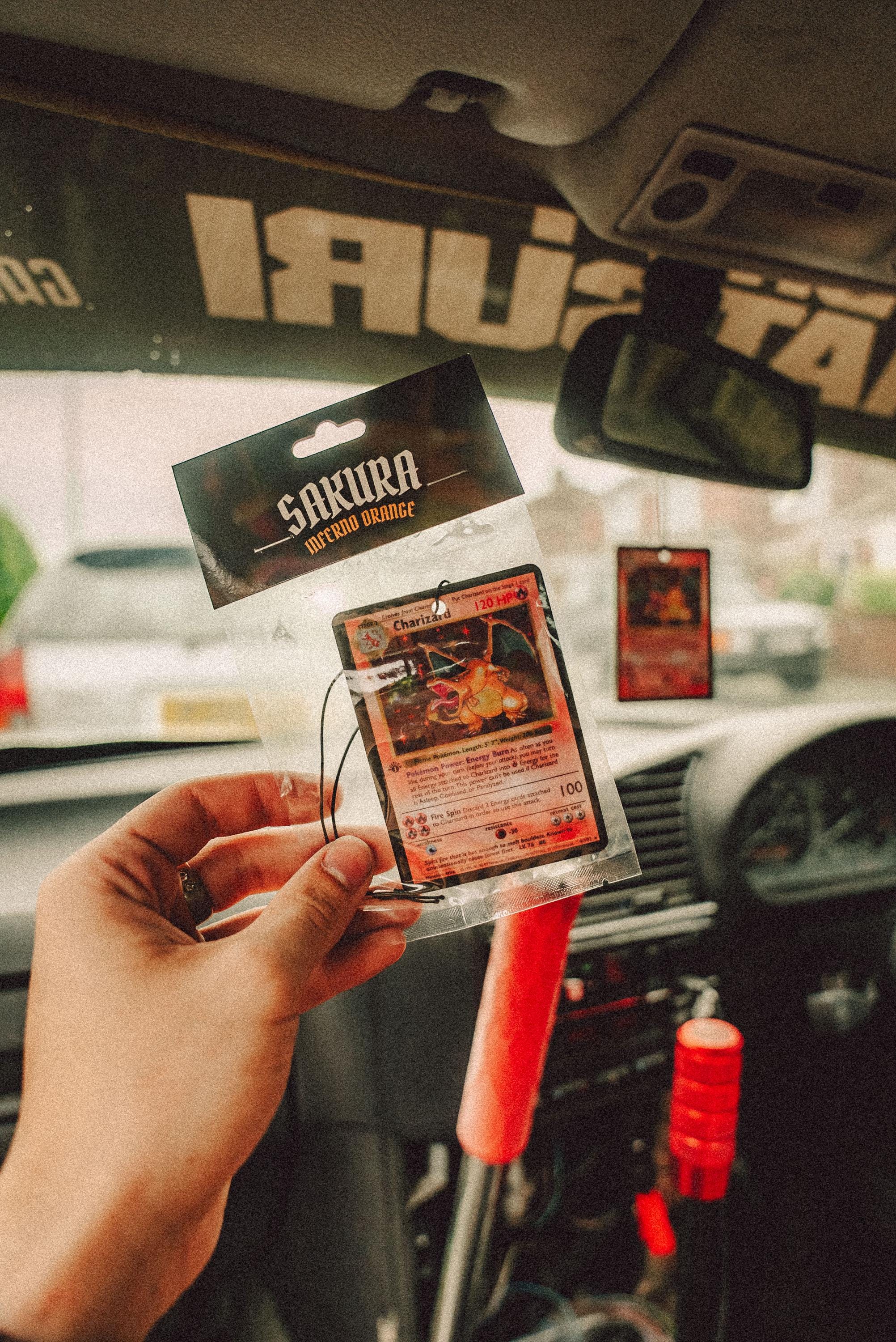 Charizard Trading Card Air Freshener – Inferno Orange Scent | JDM Anime Car Air Freshener by Sakura Streets™