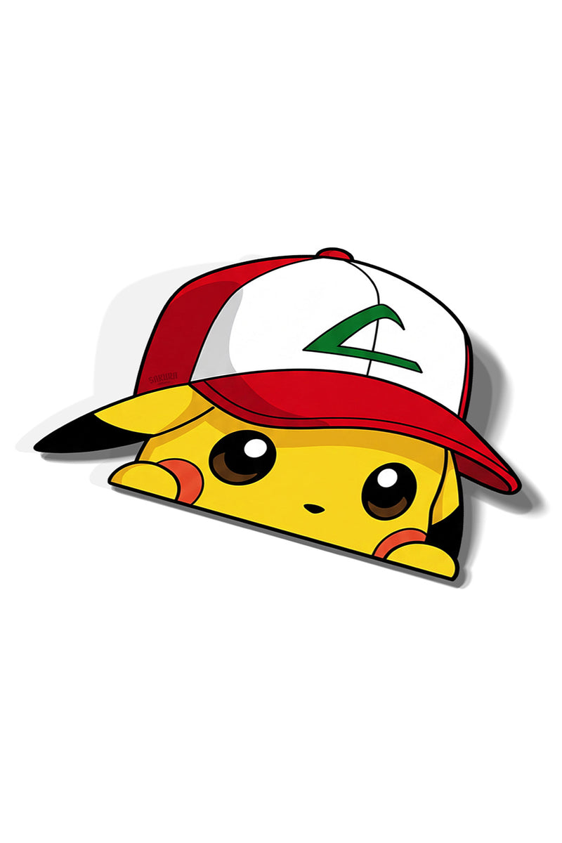 Pika Ash Hat Peeker Sticker