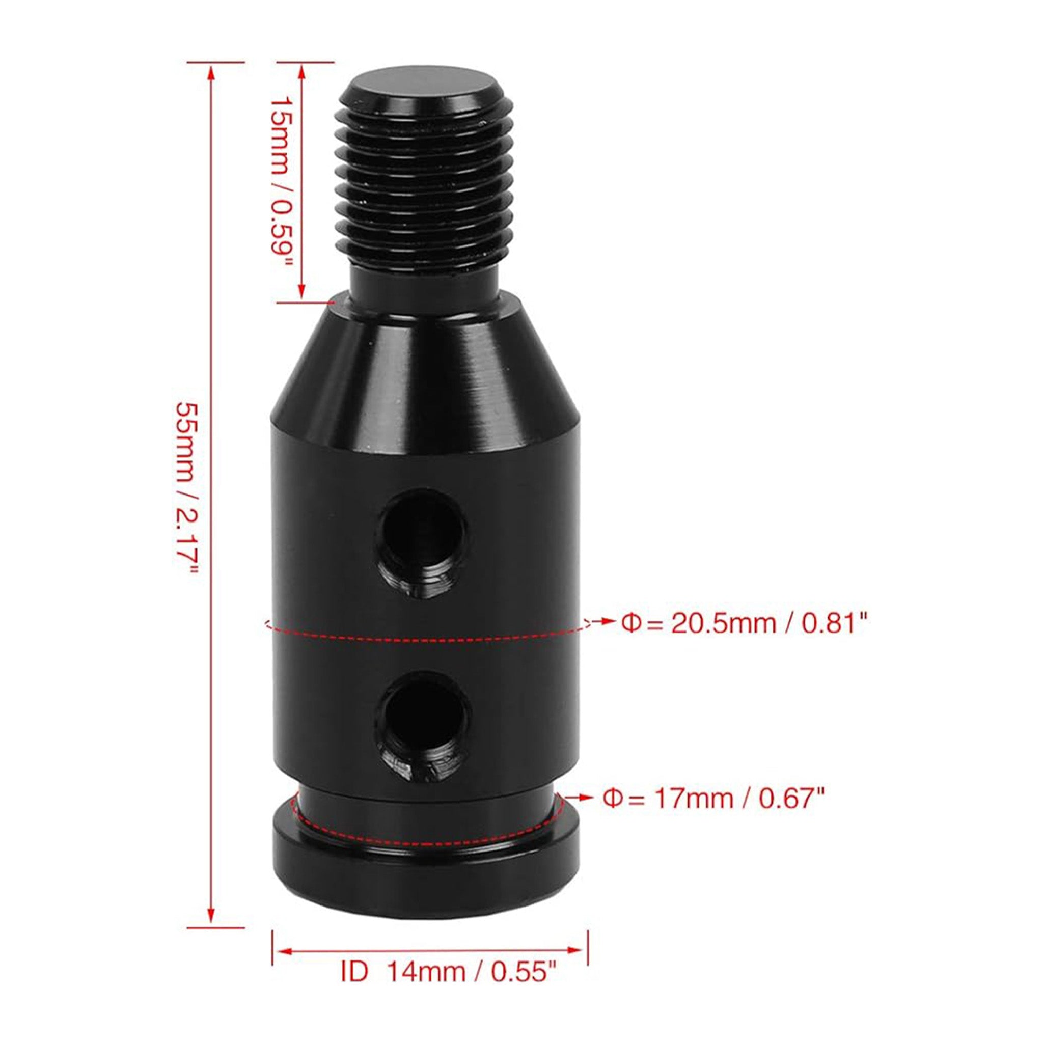 Gear Shift Knob Adapter for Non-Threaded Shifters (BLACK)
