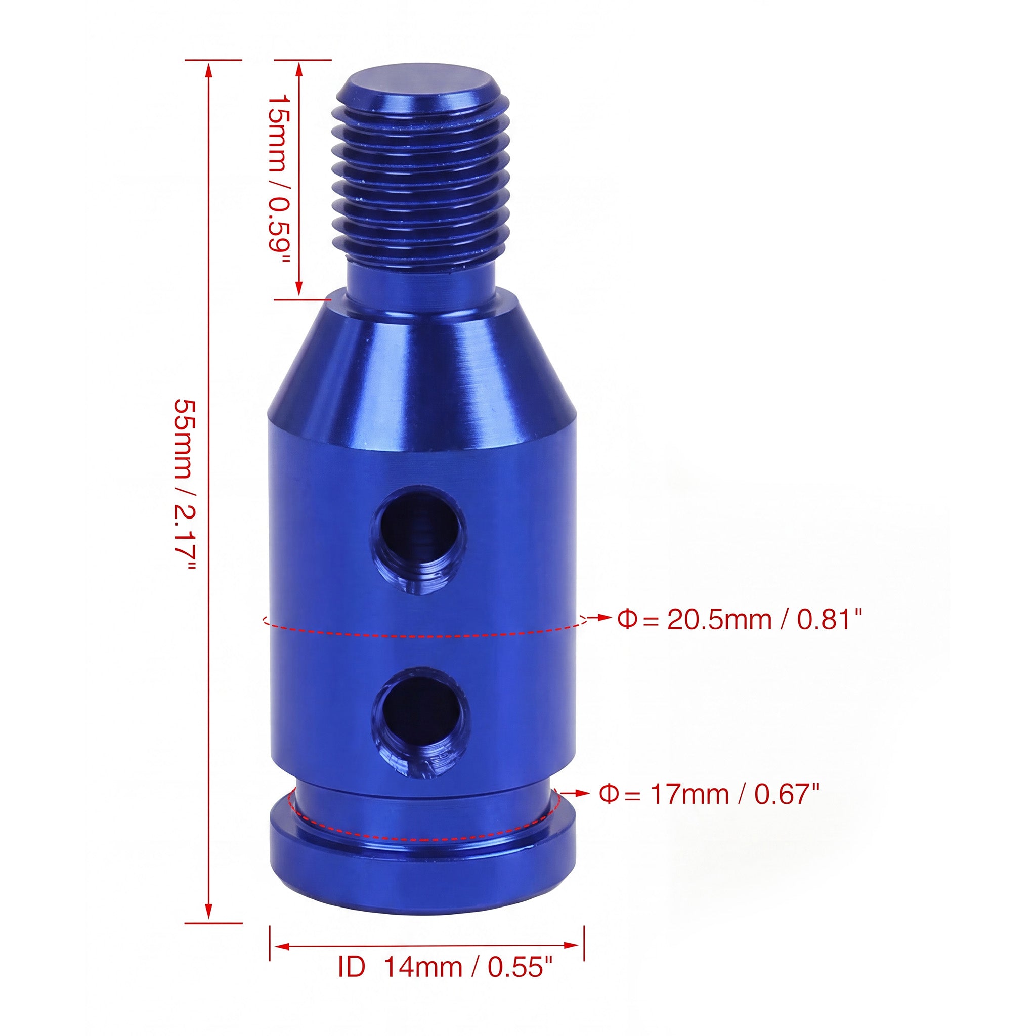 Gear Shift Knob Adapter for Non-Threaded Shifters (BLUE)