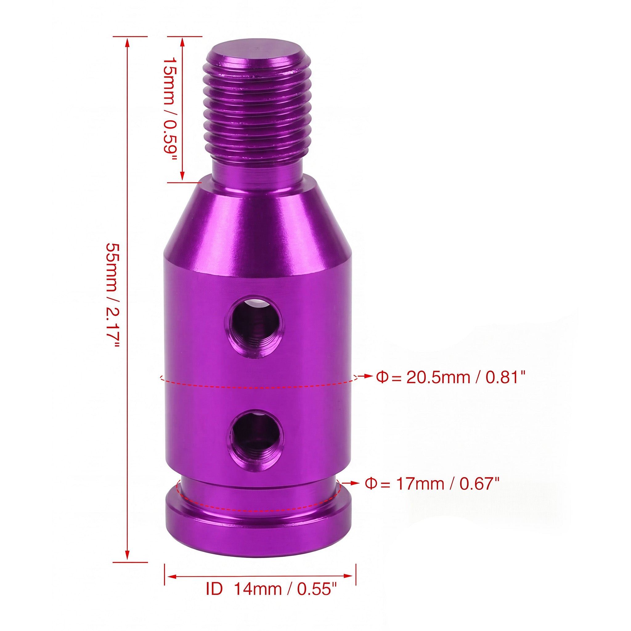 Gear Shift Knob Adapter for Non-Threaded Shifters (PURPLE)