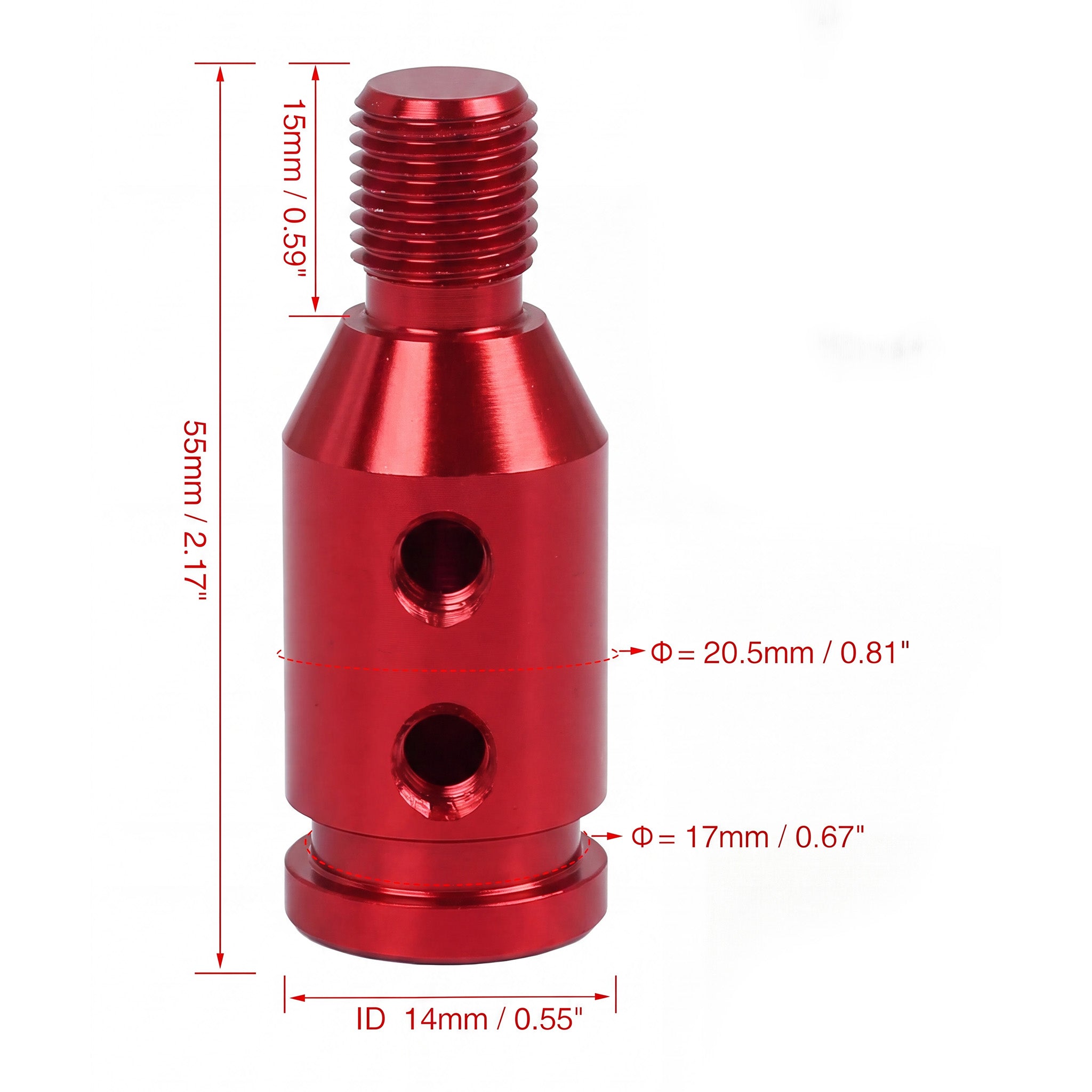Gear Shift Knob Adapter for Non-Threaded Shifters (RED)