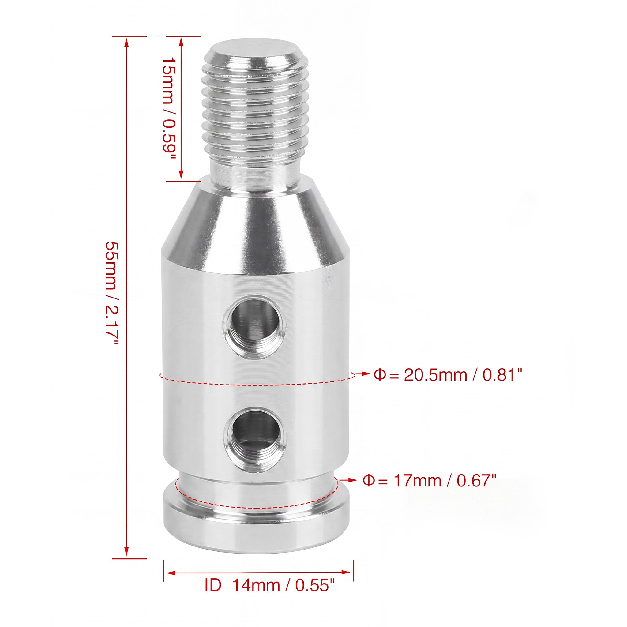 Gear Shift Knob Adapter for Non-Threaded Shifters (SILVER)