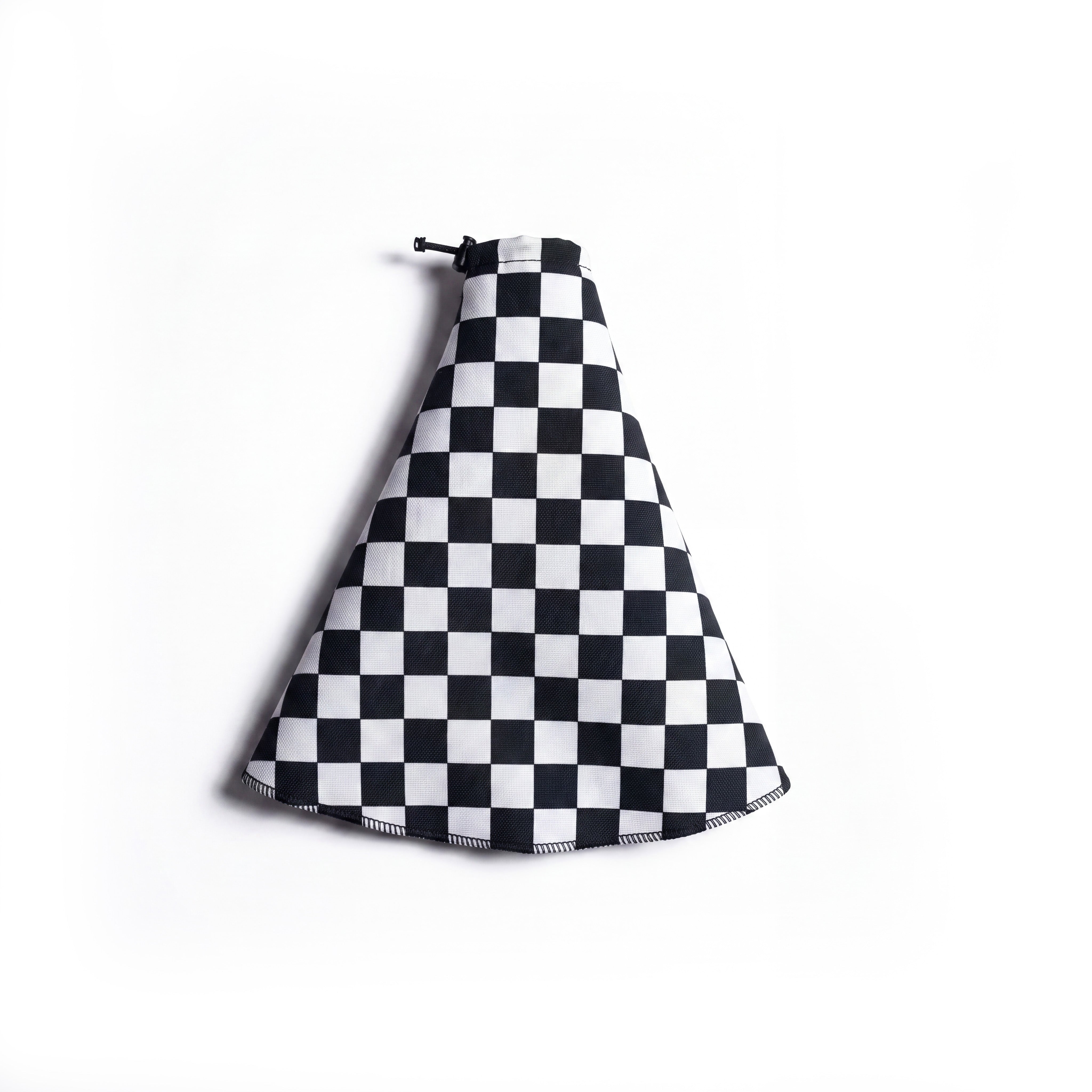 A black and white checkered shift boot.