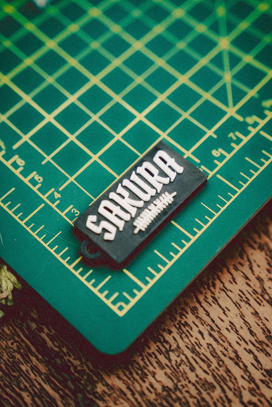 Sakura Keychain on Cutting Mat